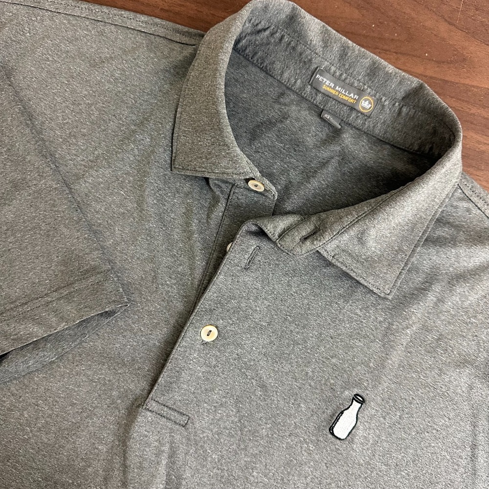 Peter Millar Summer Comfort McArthur Golf Polo Shirt Charcoal Gray Golf Mens XL